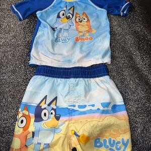 Bluey Kids Rashguard Swim Set - Blue and Yellow